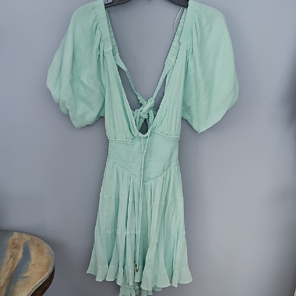 Free People Light Green Backless Dress